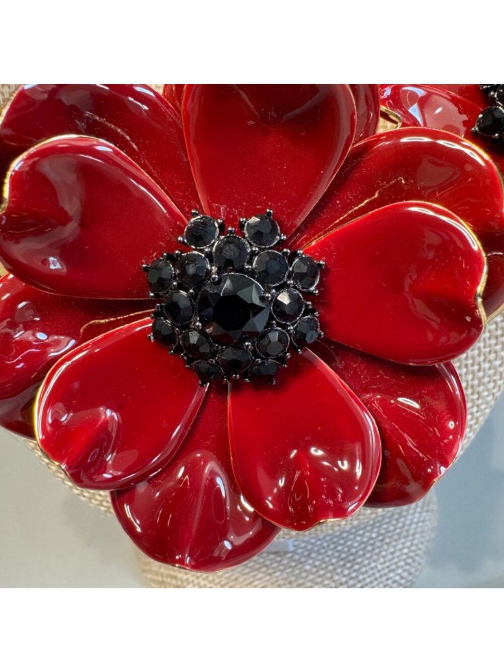 Kate Spade Red Flower Statement Necklace With Dust Bag - Bold Floral Design Blac - Picture 7 of 13